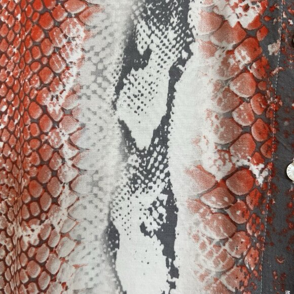Milano Italy Snake Print Orange Gray Long Sleeve Button Down Viscose 40 L - Picture 5 of 12